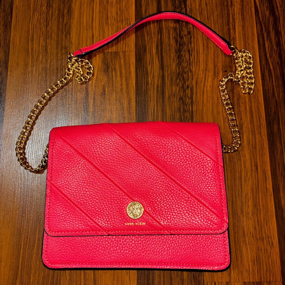 ANNE KLEIN Chain Crossbody Purse - PINK/GOLD